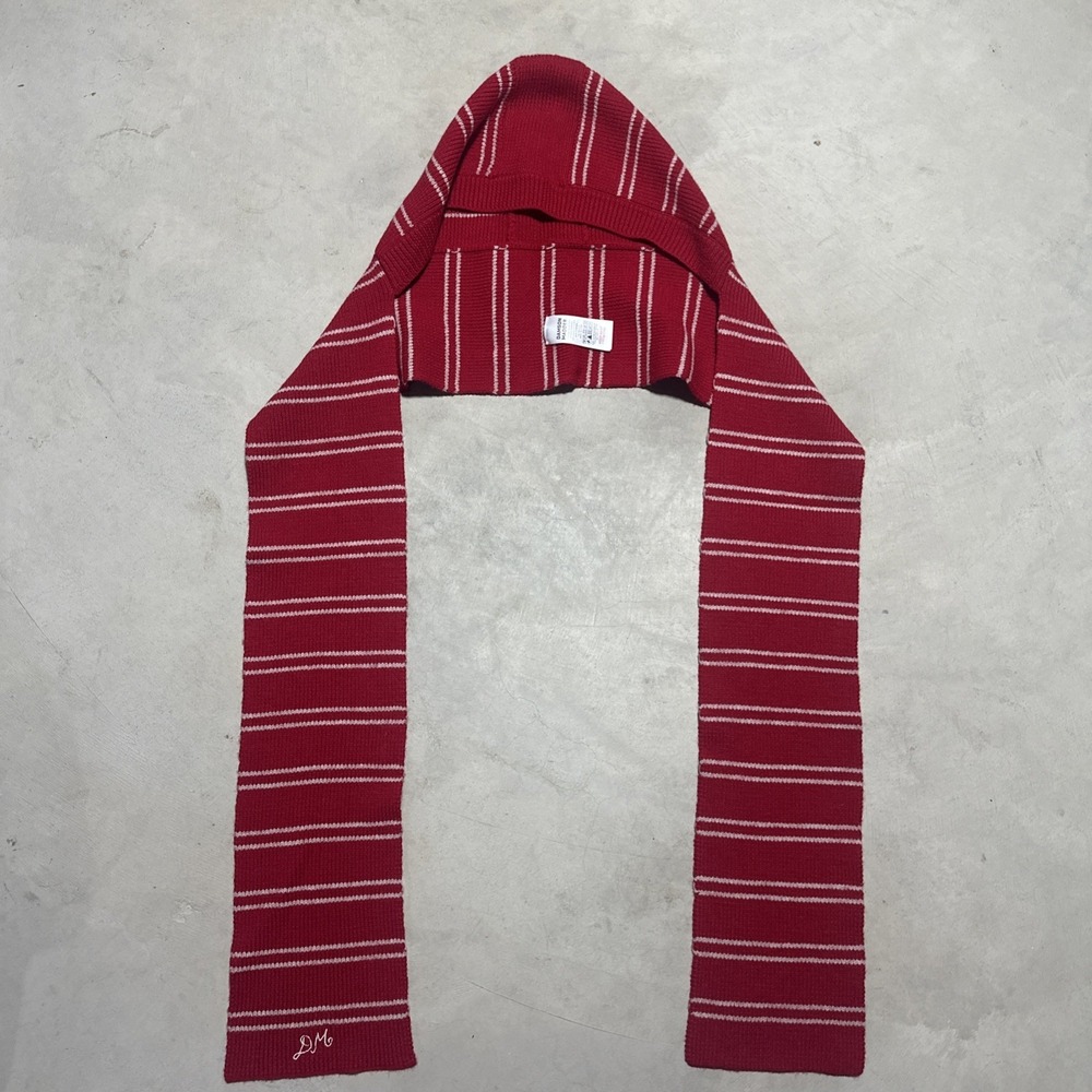 Damson Madder Head Hood Wool Scarf Red One Size Winter Hat Combo Women's
